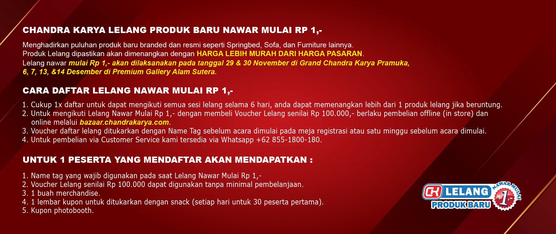 Registrasi Bazaar Chandra Karya