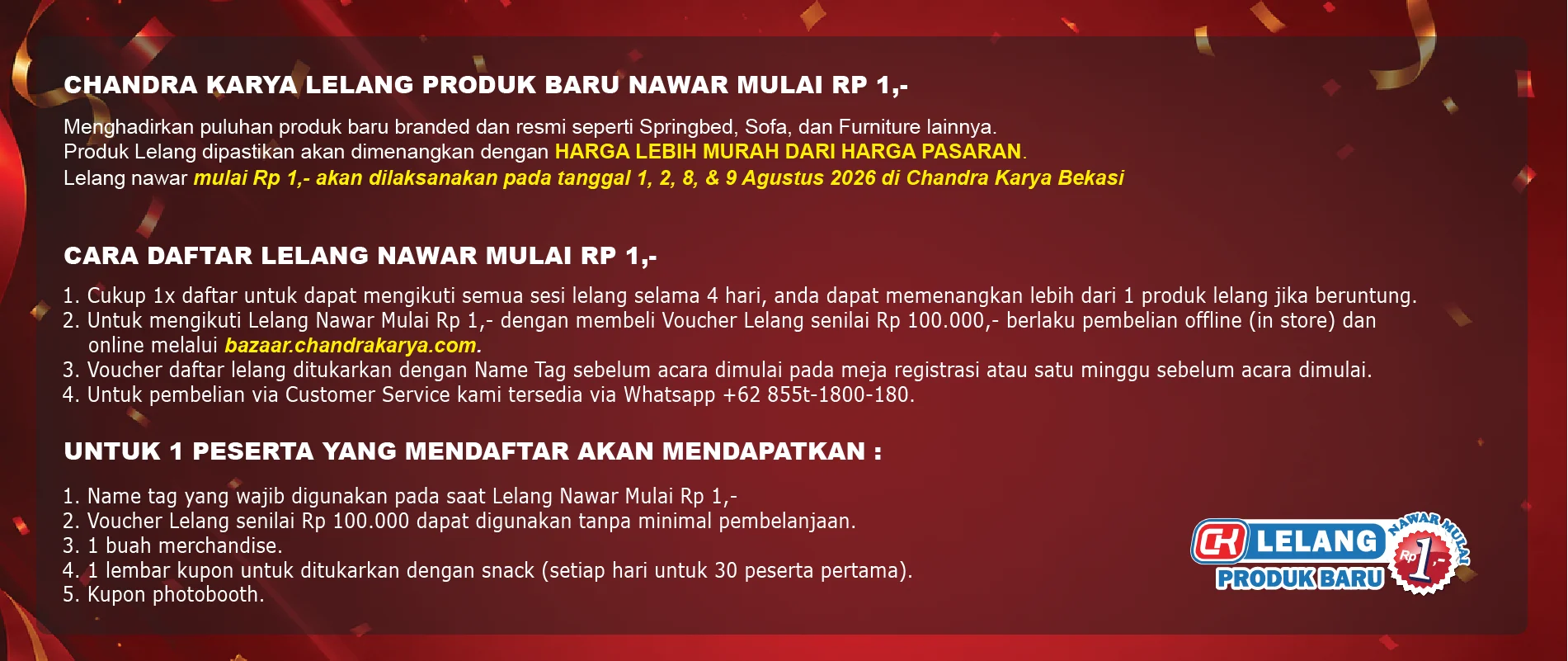 Registrasi Bazaar Chandra Karya